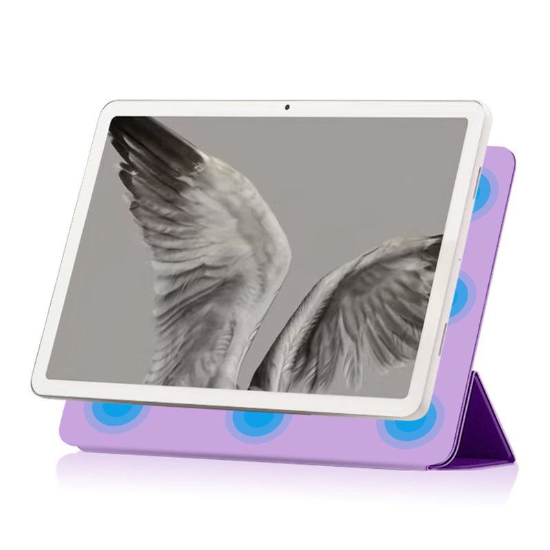Uniqkart for Google Pixel Tablet PU Leather Magnetic Tablet Case Full Protection Trifold Stand Tablet Cover - Purple