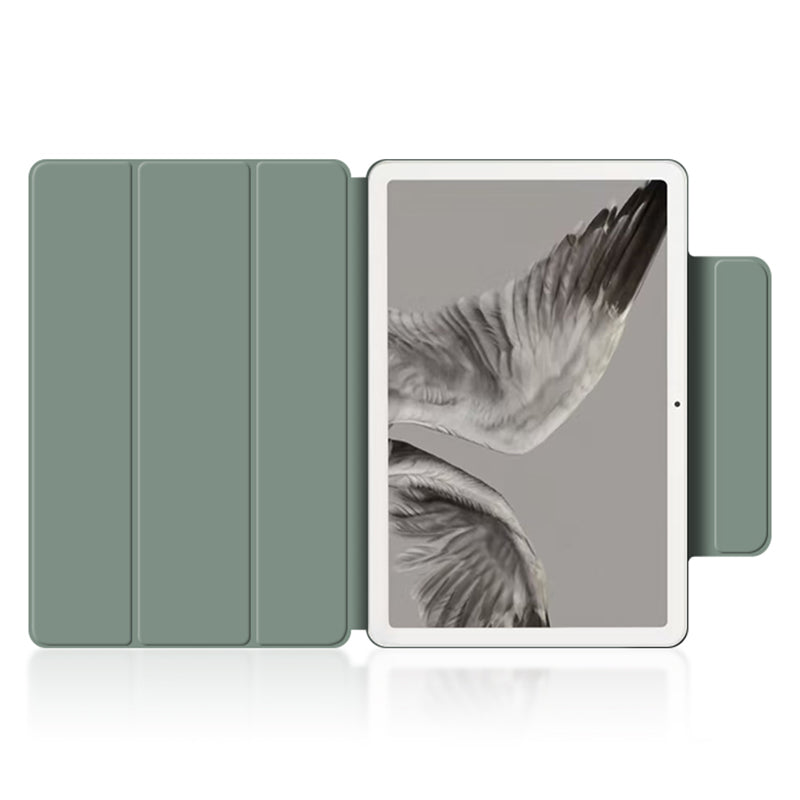 Uniqkart for Google Pixel Tablet Tri-fold Stand Cover PU Leather Magnetic Attachment Tablet Case - Green