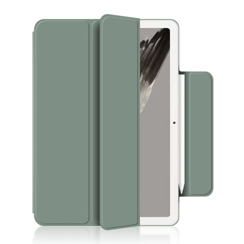 Uniqkart for Google Pixel Tablet Tri-fold Stand Cover PU Leather Magnetic Attachment Tablet Case - Green