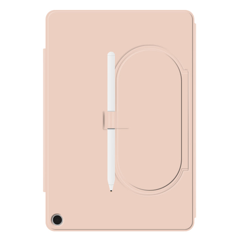 Uniqkart for Google Pixel Tablet Tri-fold Stand Cover PU Leather Magnetic Attachment Tablet Case - Pink