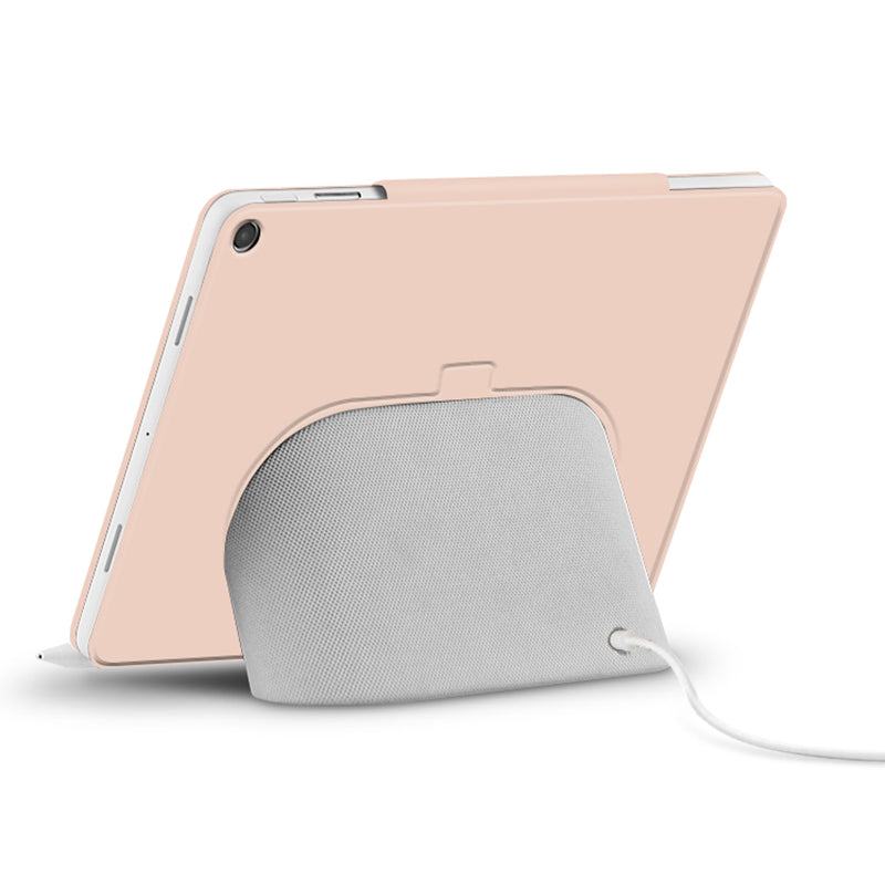 Uniqkart for Google Pixel Tablet Tri-fold Stand Cover PU Leather Magnetic Attachment Tablet Case - Pink