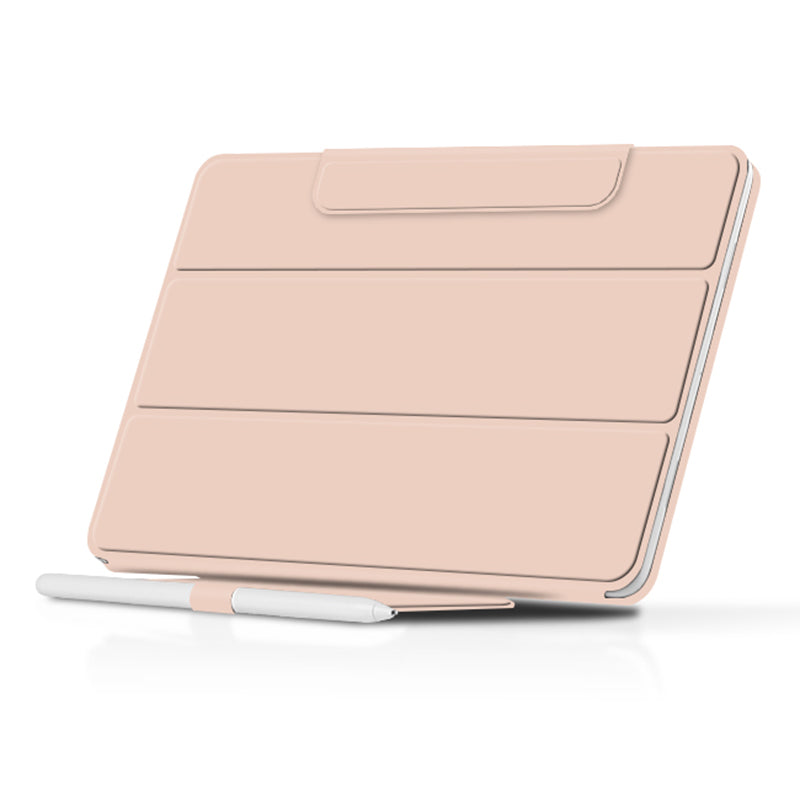 Uniqkart for Google Pixel Tablet Tri-fold Stand Cover PU Leather Magnetic Attachment Tablet Case - Pink