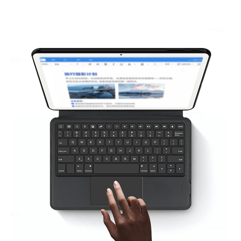 Uniqkart for Google Pixel Tablet PU Leather Case Stand Tablet Cover with Integrated Touchpad Keyboard