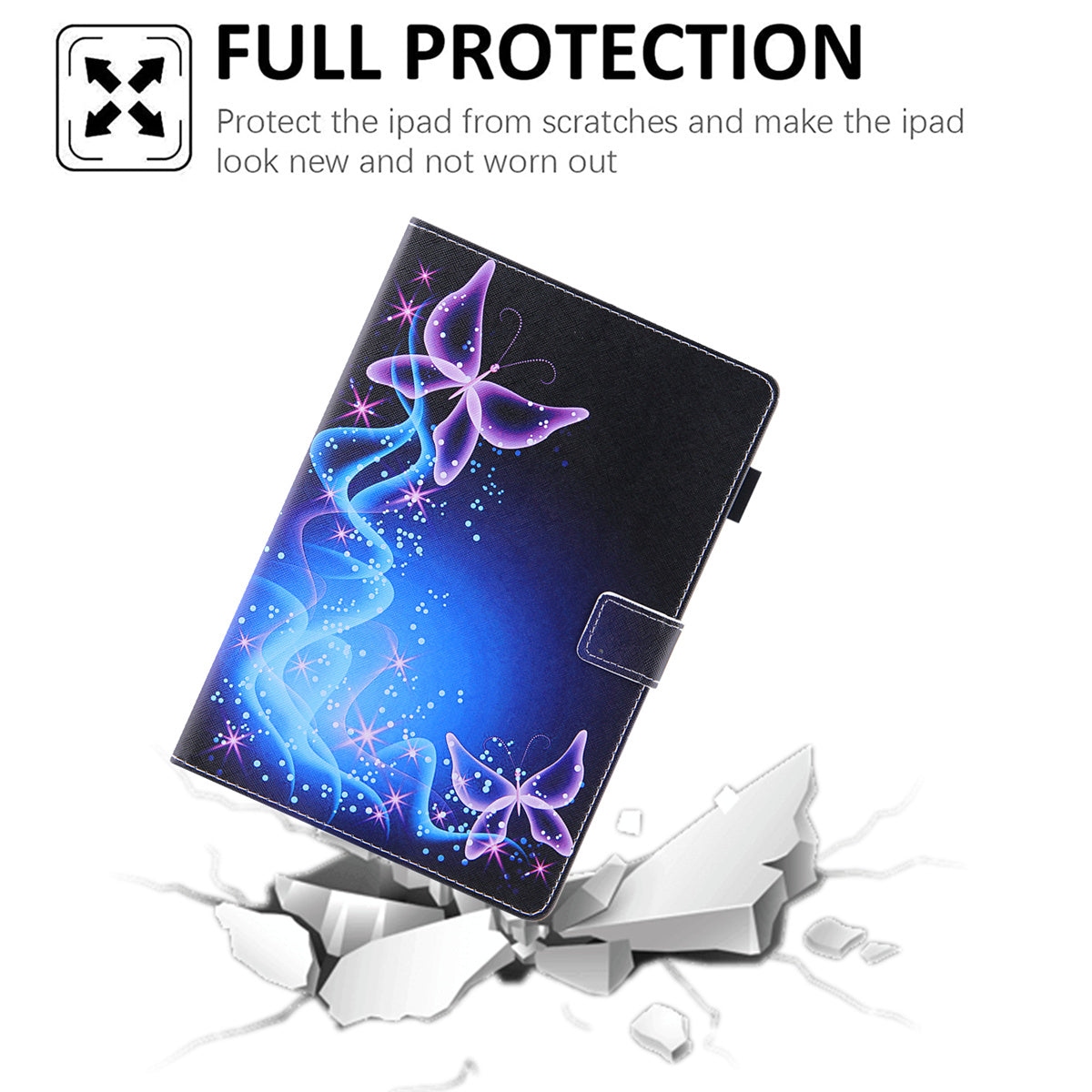 Uniqkart for Amazon Fire Max 11 Pattern Printing PU Leather Tablet Case Cross Texture Card Holder Stand Cover - Purple Butterflies