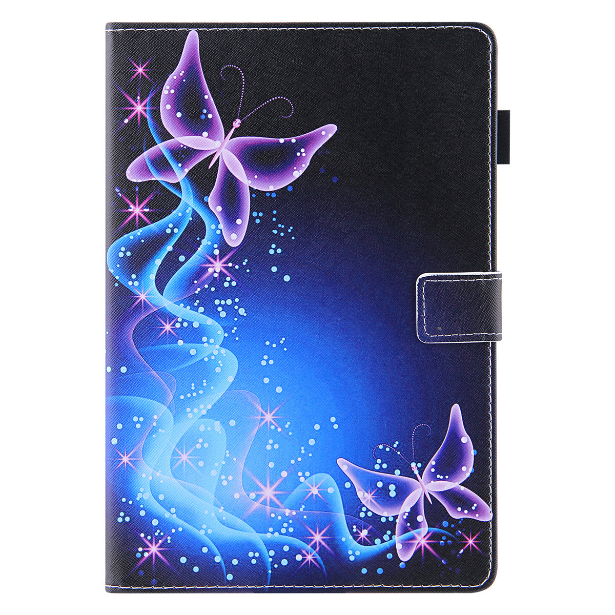 Uniqkart for Amazon Fire Max 11 Pattern Printing PU Leather Tablet Case Cross Texture Card Holder Stand Cover - Purple Butterflies