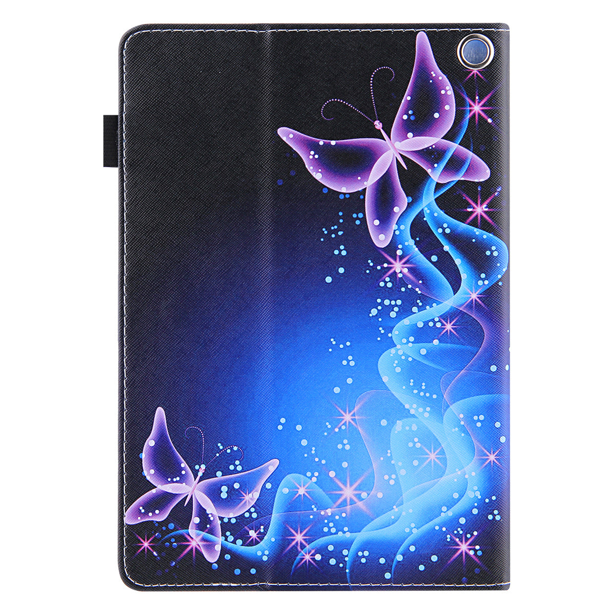 Uniqkart for Amazon Fire Max 11 Pattern Printing PU Leather Tablet Case Cross Texture Card Holder Stand Cover - Purple Butterflies