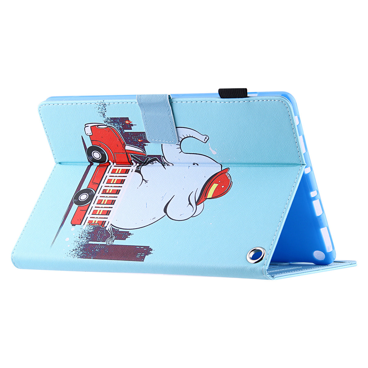 Uniqkart for Amazon Fire Max 11 Pattern Printing PU Leather Tablet Case Cross Texture Card Holder Stand Cover - Elephant