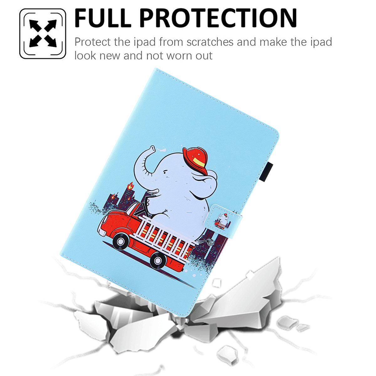 Uniqkart for Amazon Fire Max 11 Pattern Printing PU Leather Tablet Case Cross Texture Card Holder Stand Cover - Elephant