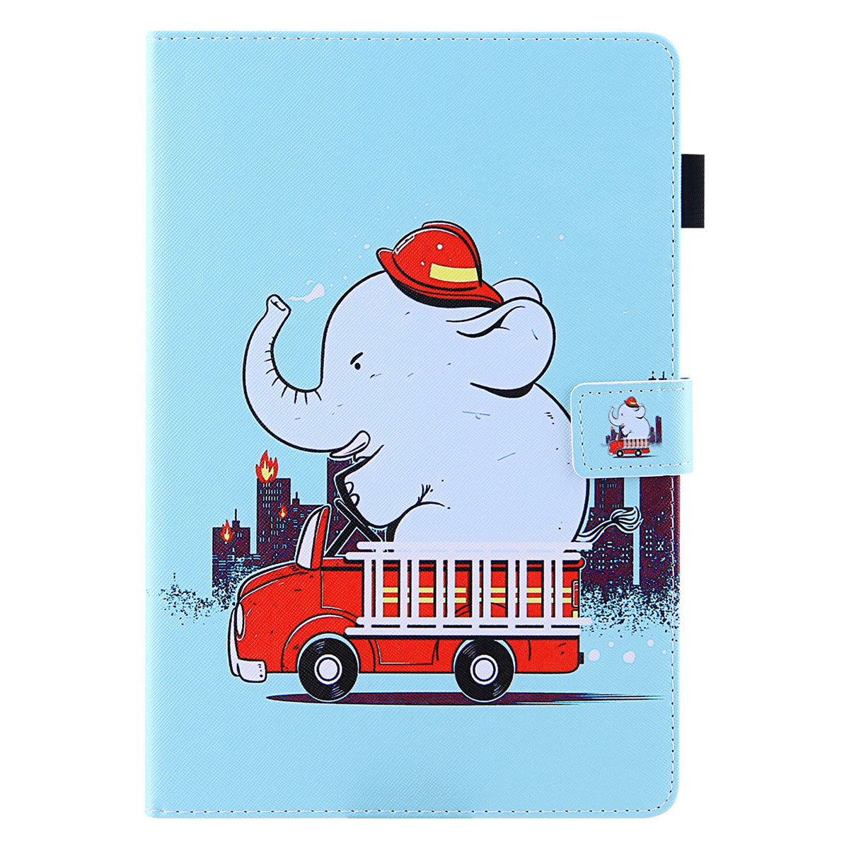 Uniqkart for Amazon Fire Max 11 Pattern Printing PU Leather Tablet Case Cross Texture Card Holder Stand Cover - Elephant