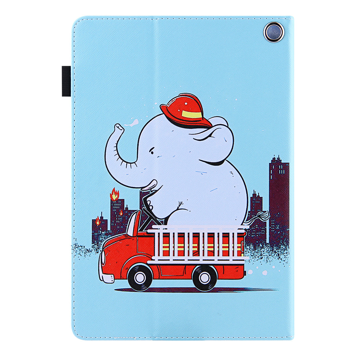 Uniqkart for Amazon Fire Max 11 Pattern Printing PU Leather Tablet Case Cross Texture Card Holder Stand Cover - Elephant