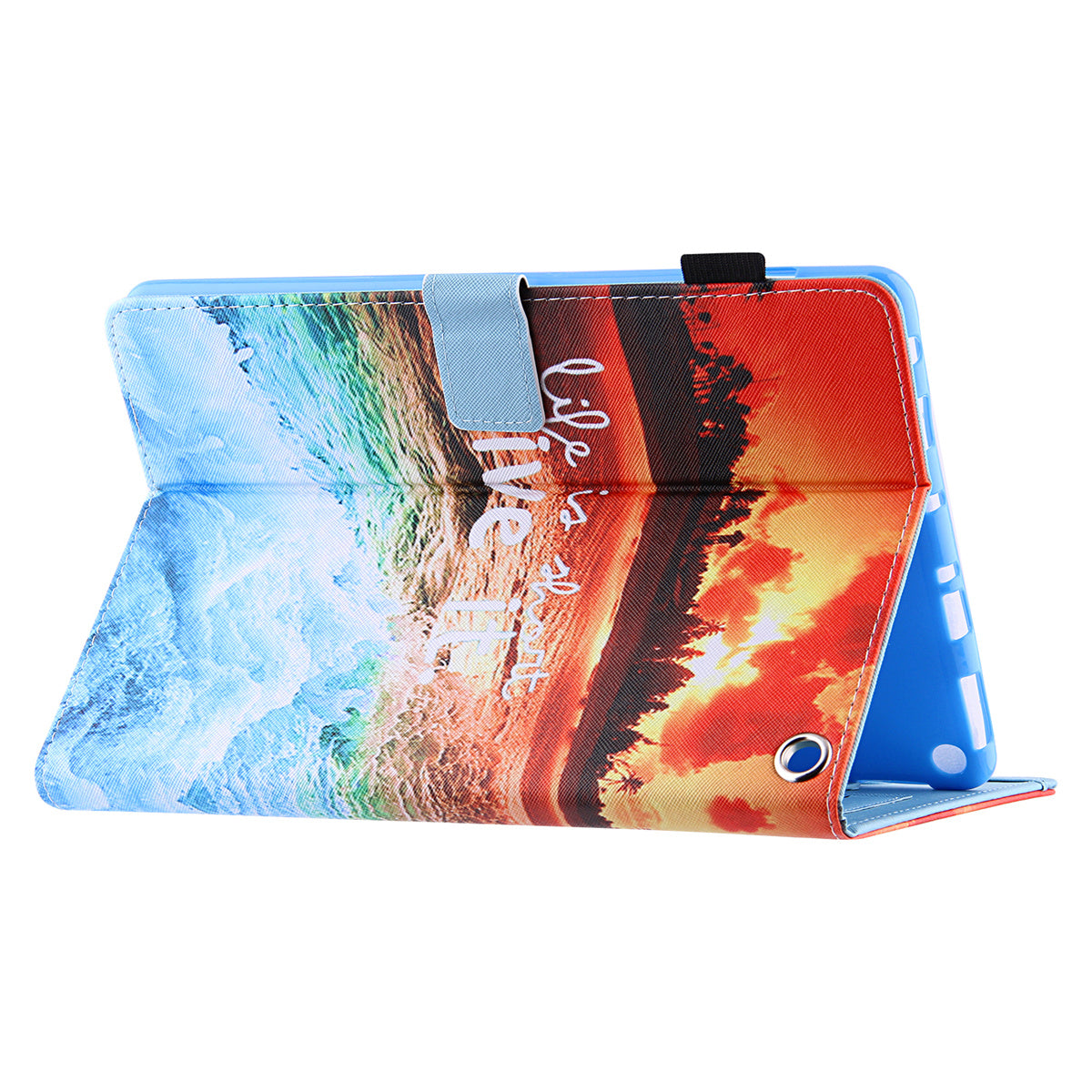 Uniqkart for Amazon Fire Max 11 Pattern Printing PU Leather Tablet Case Cross Texture Card Holder Stand Cover - Sunset