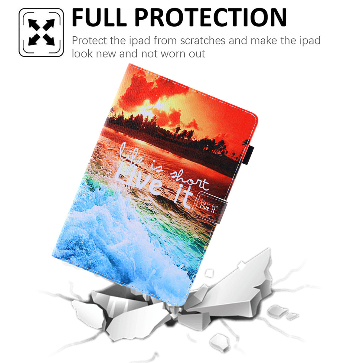 Uniqkart for Amazon Fire Max 11 Pattern Printing PU Leather Tablet Case Cross Texture Card Holder Stand Cover - Sunset