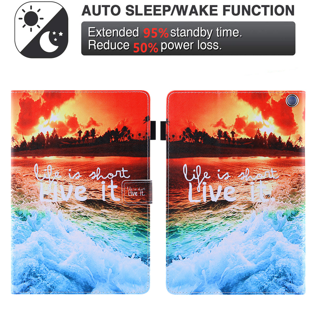 Uniqkart for Amazon Fire Max 11 Pattern Printing PU Leather Tablet Case Cross Texture Card Holder Stand Cover - Sunset