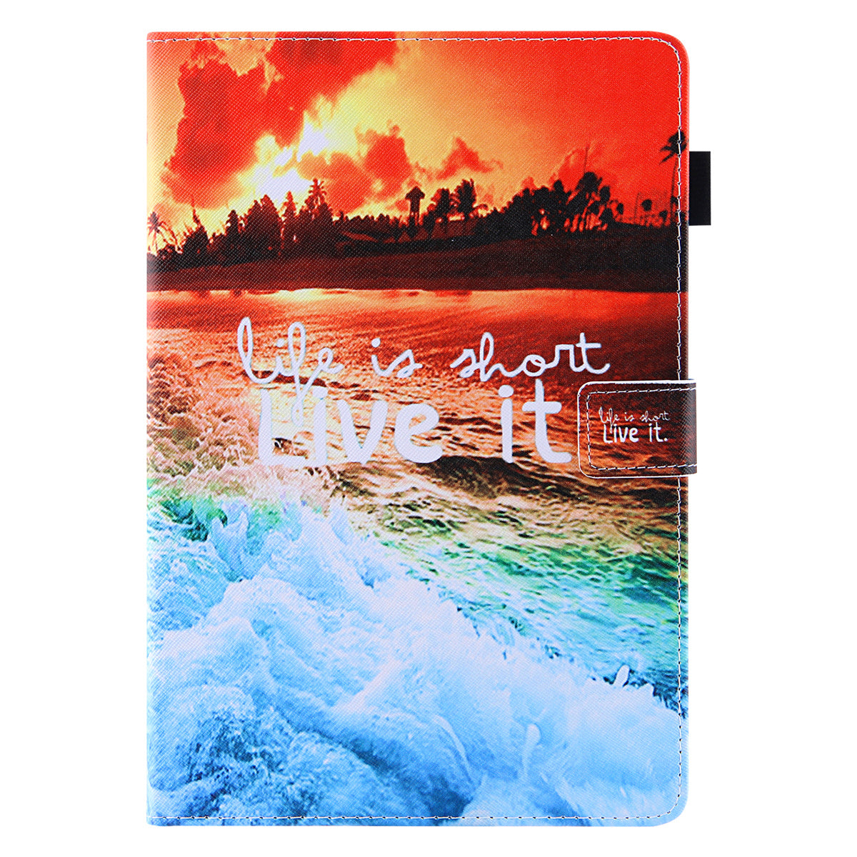Uniqkart for Amazon Fire Max 11 Pattern Printing PU Leather Tablet Case Cross Texture Card Holder Stand Cover - Sunset