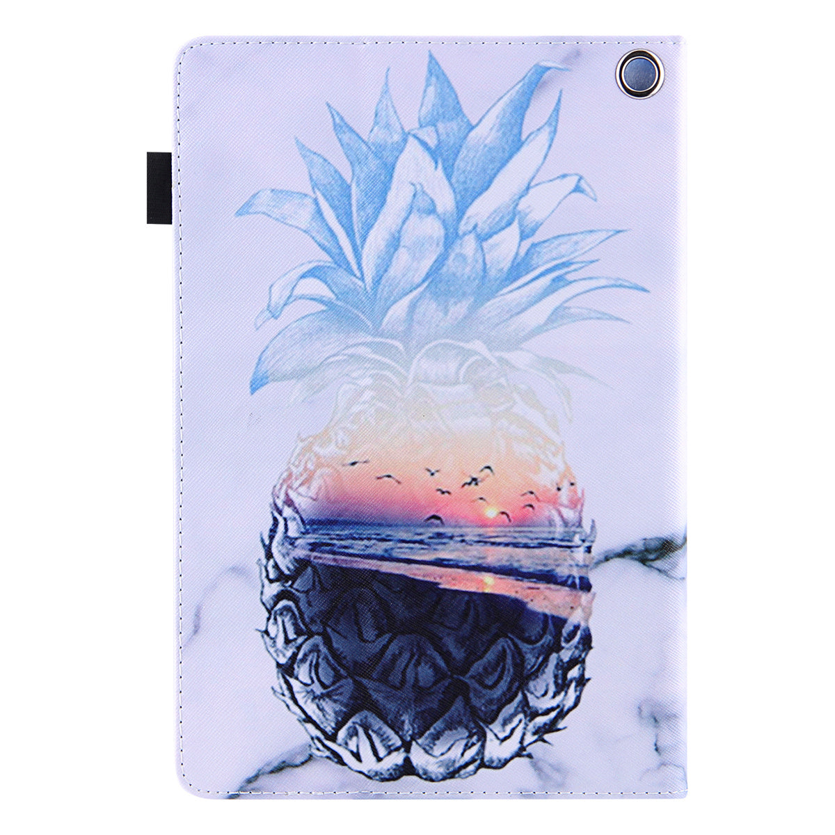 Uniqkart for Amazon Fire Max 11 Pattern Printing PU Leather Tablet Case Cross Texture Card Holder Stand Cover - Pineapple