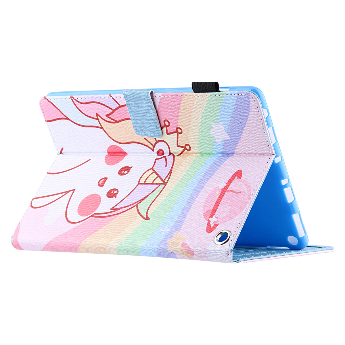 Uniqkart for Amazon Fire Max 11 Pattern Printing PU Leather Tablet Case Cross Texture Card Holder Stand Cover - Horse