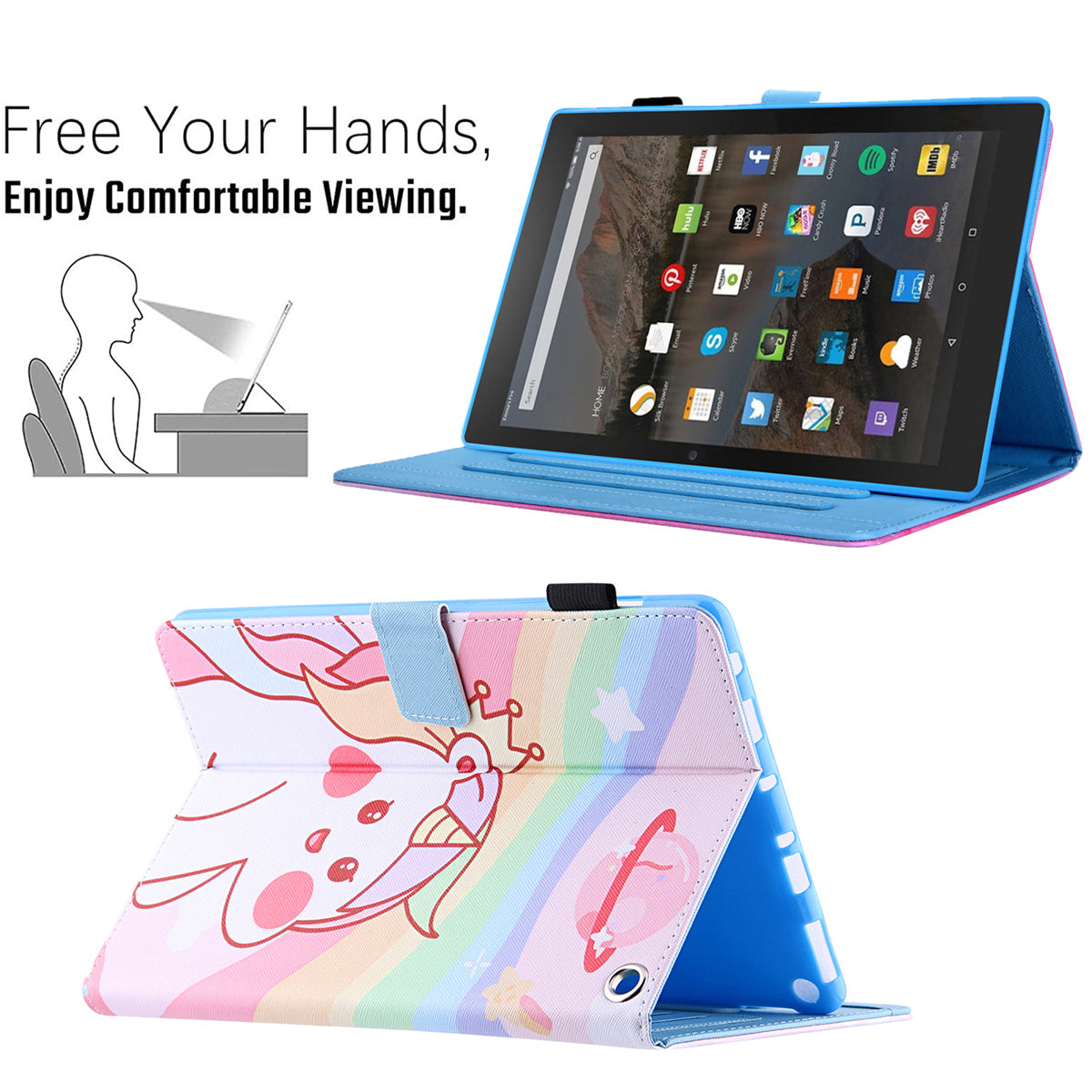 Uniqkart for Amazon Fire Max 11 Pattern Printing PU Leather Tablet Case Cross Texture Card Holder Stand Cover - Horse