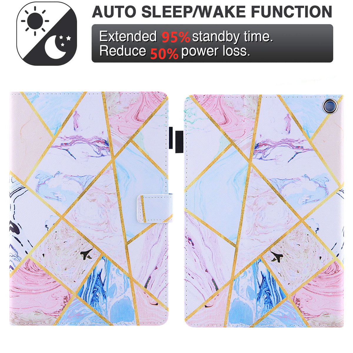 Uniqkart for Amazon Fire Max 11 Pattern Printing PU Leather Tablet Case Cross Texture Card Holder Stand Cover - Marble Pattern