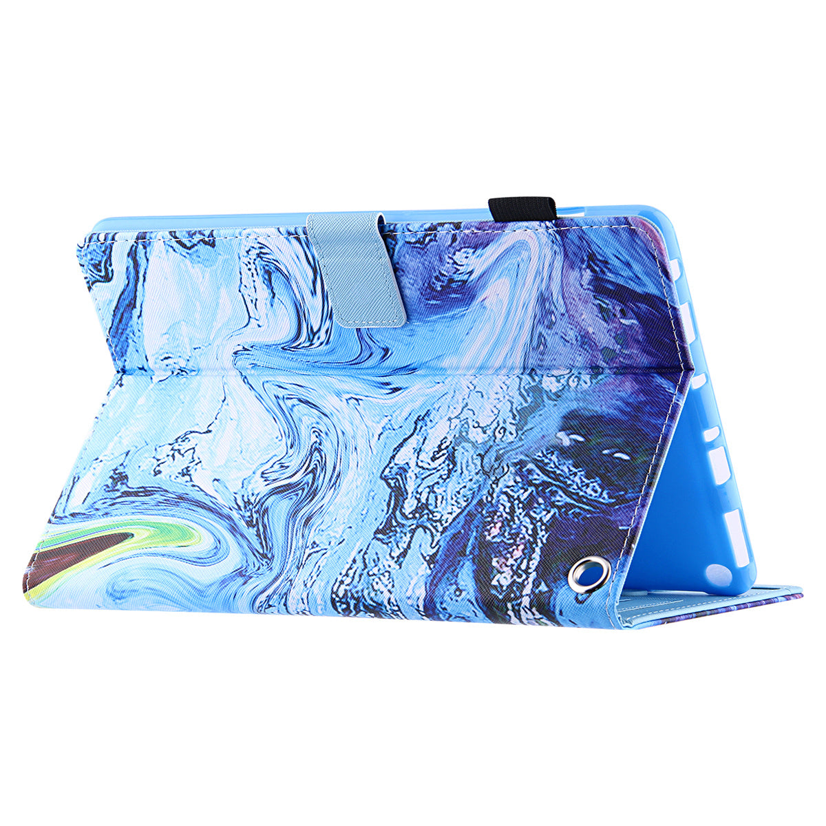 Uniqkart for Amazon Fire Max 11 Pattern Printing PU Leather Tablet Case Cross Texture Card Holder Stand Cover - Blue Wave