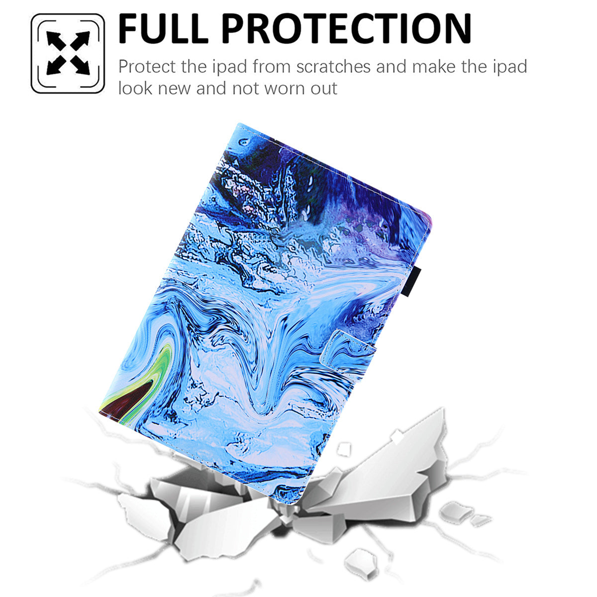 Uniqkart for Amazon Fire Max 11 Pattern Printing PU Leather Tablet Case Cross Texture Card Holder Stand Cover - Blue Wave