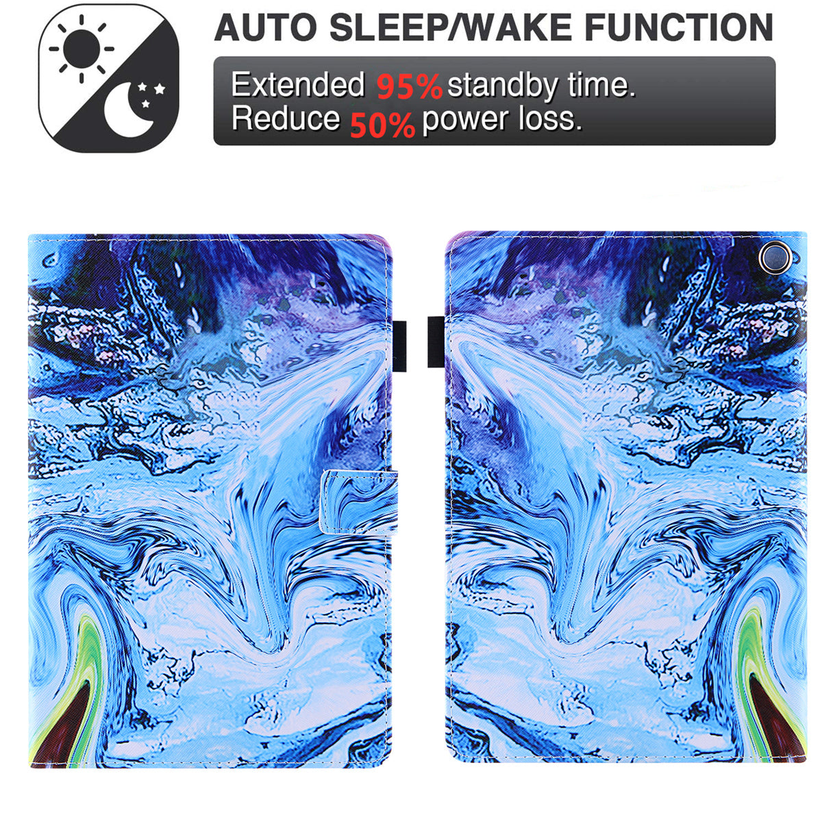 Uniqkart for Amazon Fire Max 11 Pattern Printing PU Leather Tablet Case Cross Texture Card Holder Stand Cover - Blue Wave