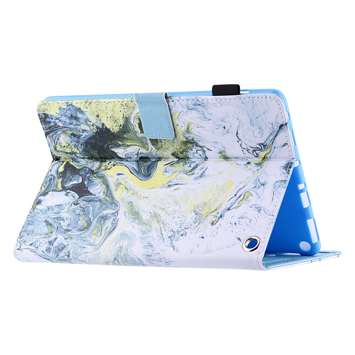 Uniqkart for Amazon Fire Max 11 Pattern Printing PU Leather Tablet Case Cross Texture Card Holder Stand Cover - White Gold Wave