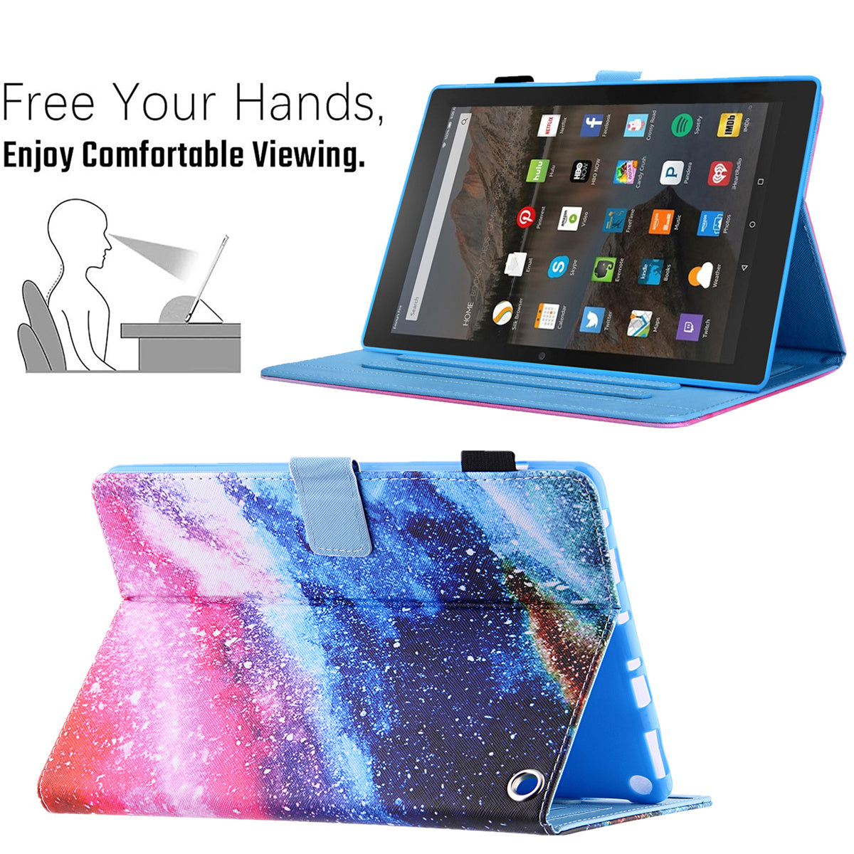 Uniqkart for Amazon Fire Max 11 Pattern Printing PU Leather Tablet Case Cross Texture Card Holder Stand Cover - Colorful Sand