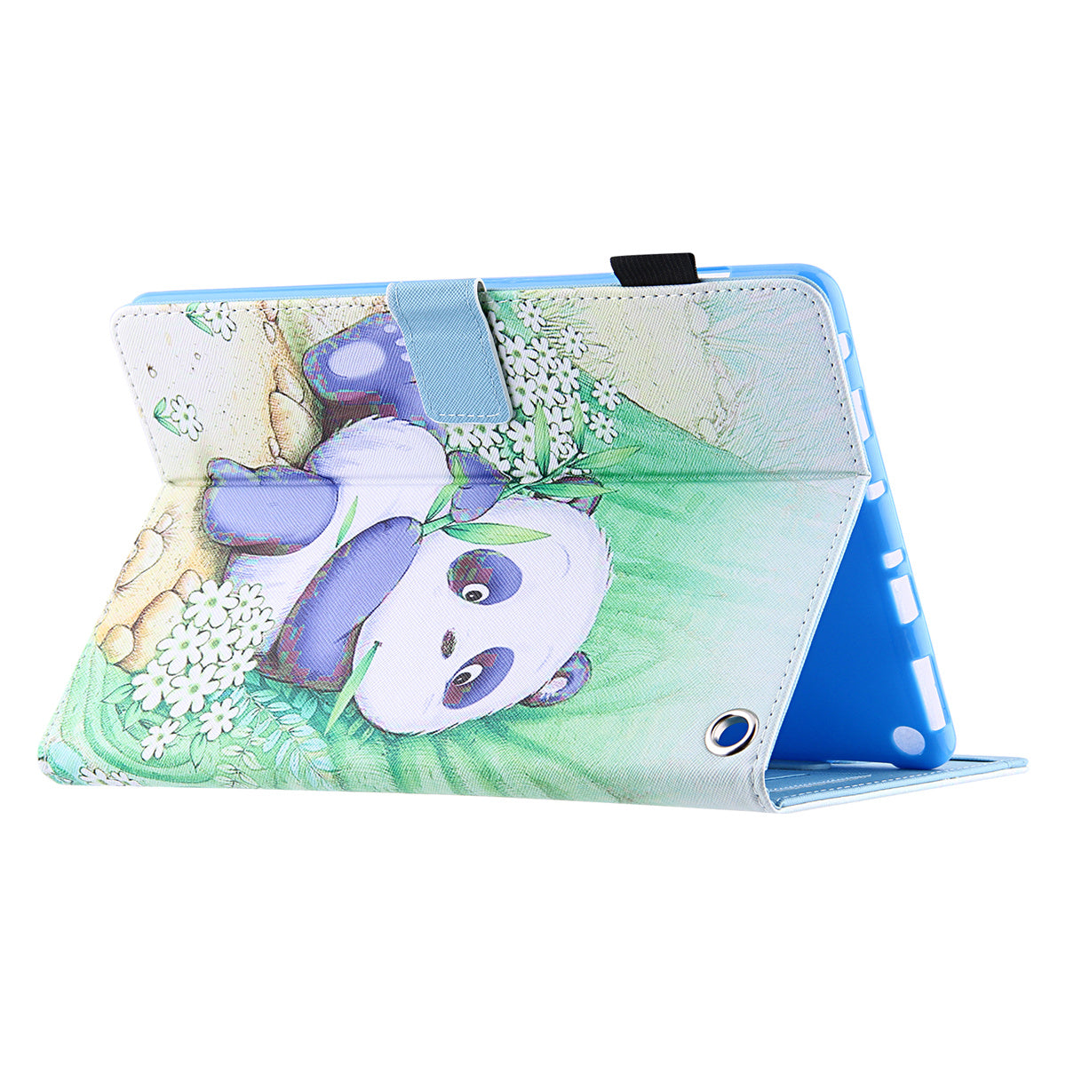 Uniqkart for Amazon Fire Max 11 Pattern Printing PU Leather Tablet Case Cross Texture Card Holder Stand Cover - Cute Panda