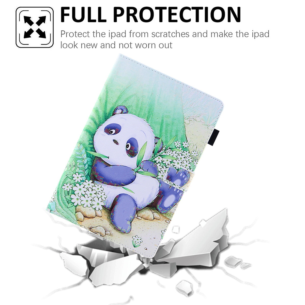 Uniqkart for Amazon Fire Max 11 Pattern Printing PU Leather Tablet Case Cross Texture Card Holder Stand Cover - Cute Panda