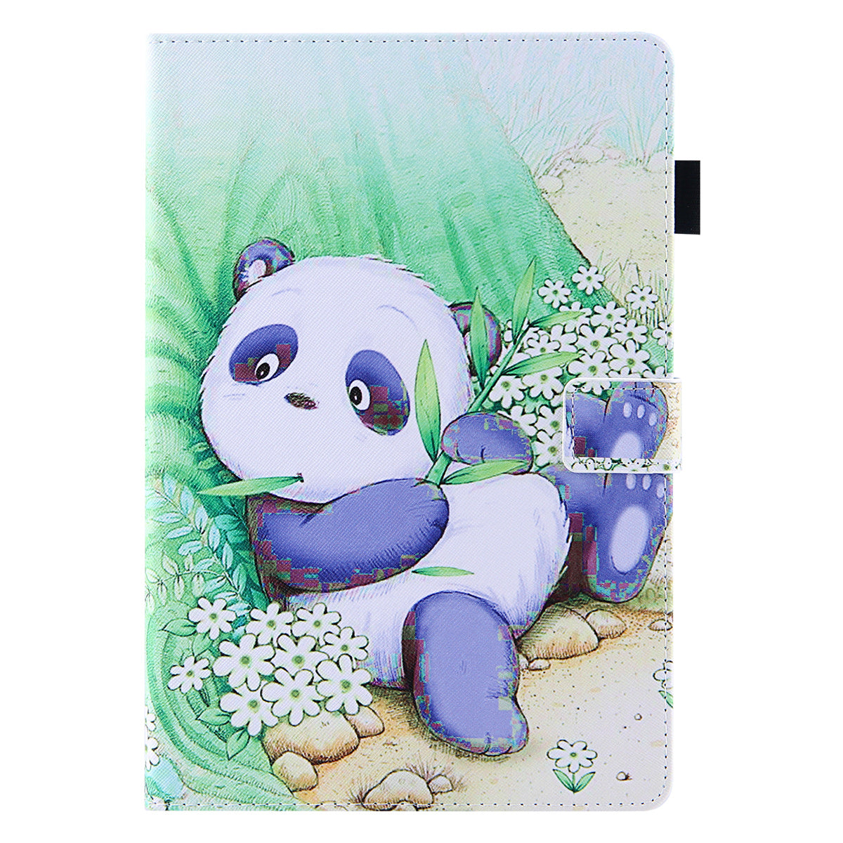 Uniqkart for Amazon Fire Max 11 Pattern Printing PU Leather Tablet Case Cross Texture Card Holder Stand Cover - Cute Panda