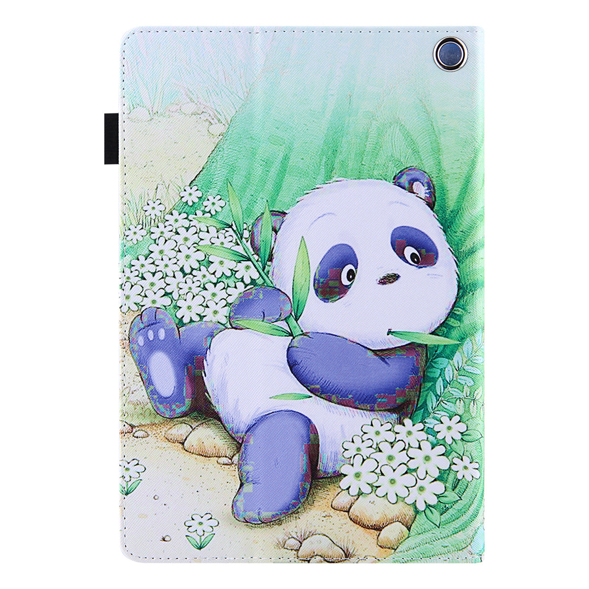 Uniqkart for Amazon Fire Max 11 Pattern Printing PU Leather Tablet Case Cross Texture Card Holder Stand Cover - Cute Panda