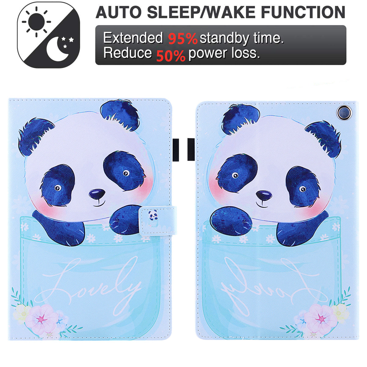 Uniqkart for Amazon Fire Max 11 Pattern Printing PU Leather Tablet Case Cross Texture Card Holder Stand Cover - Cup Panda