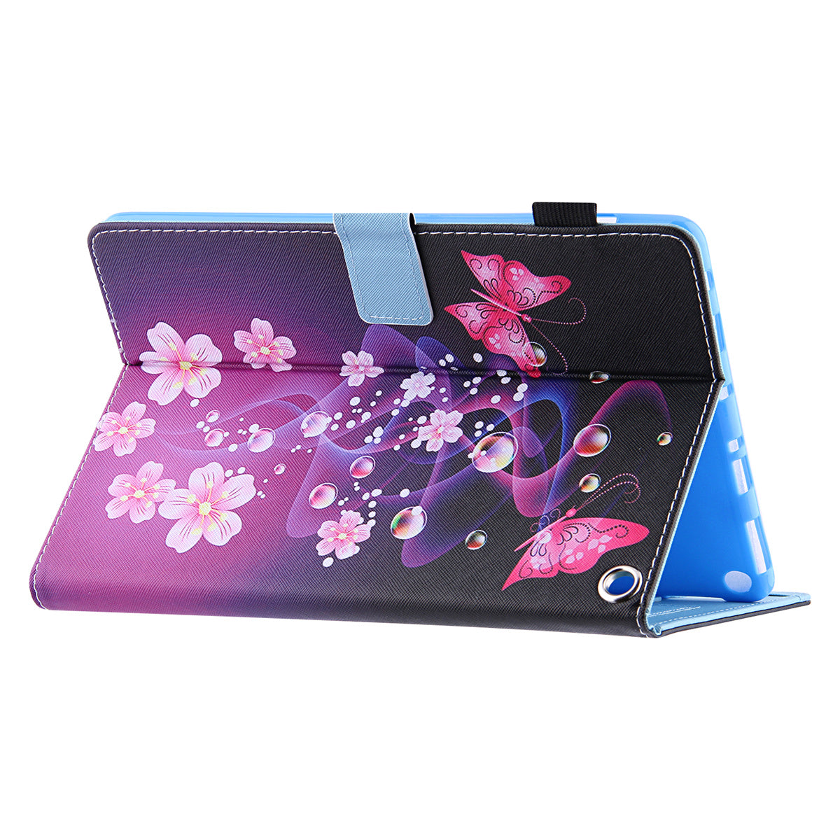 Uniqkart for Amazon Fire Max 11 Pattern Printing PU Leather Tablet Case Cross Texture Card Holder Stand Cover - Pink Butterflies