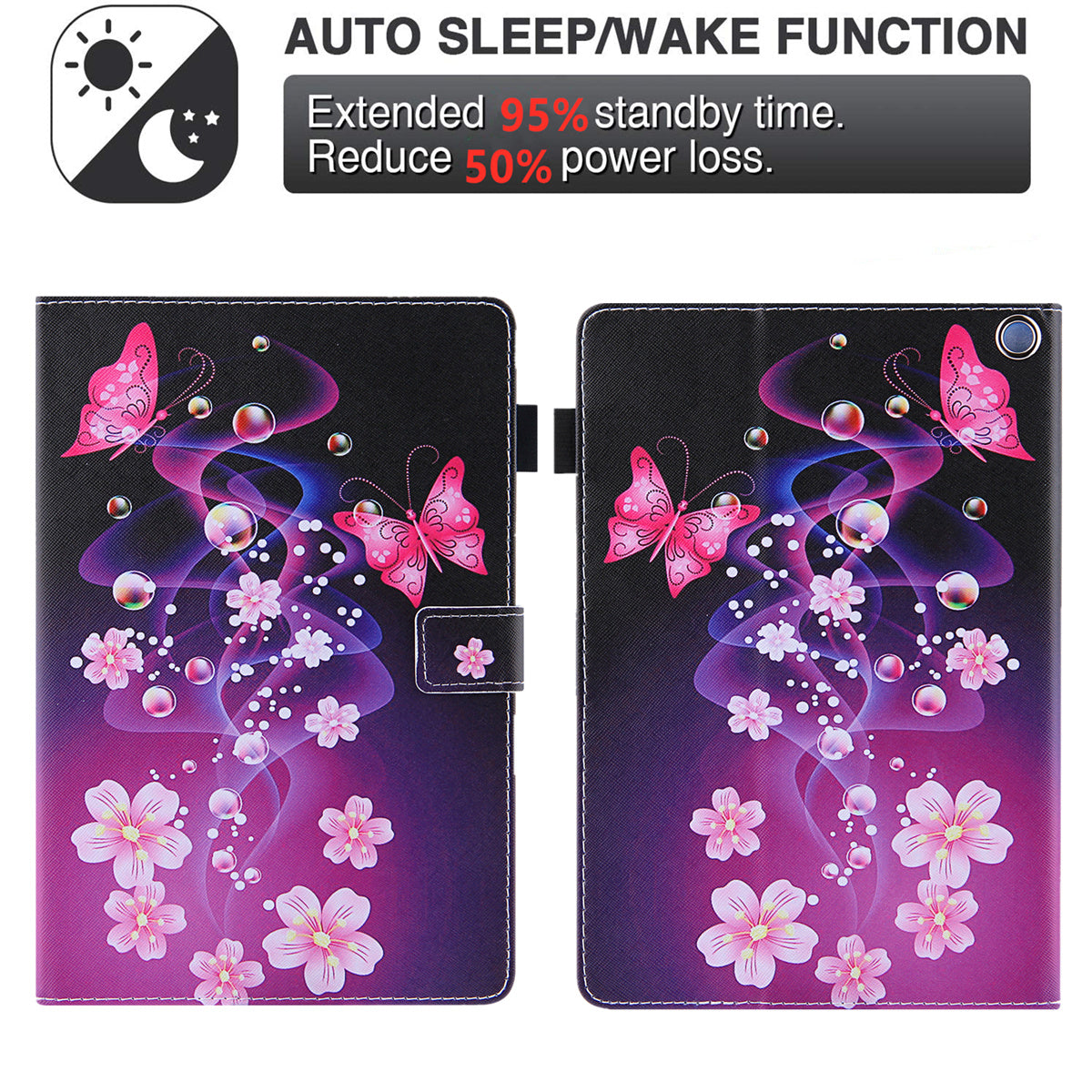 Uniqkart for Amazon Fire Max 11 Pattern Printing PU Leather Tablet Case Cross Texture Card Holder Stand Cover - Pink Butterflies