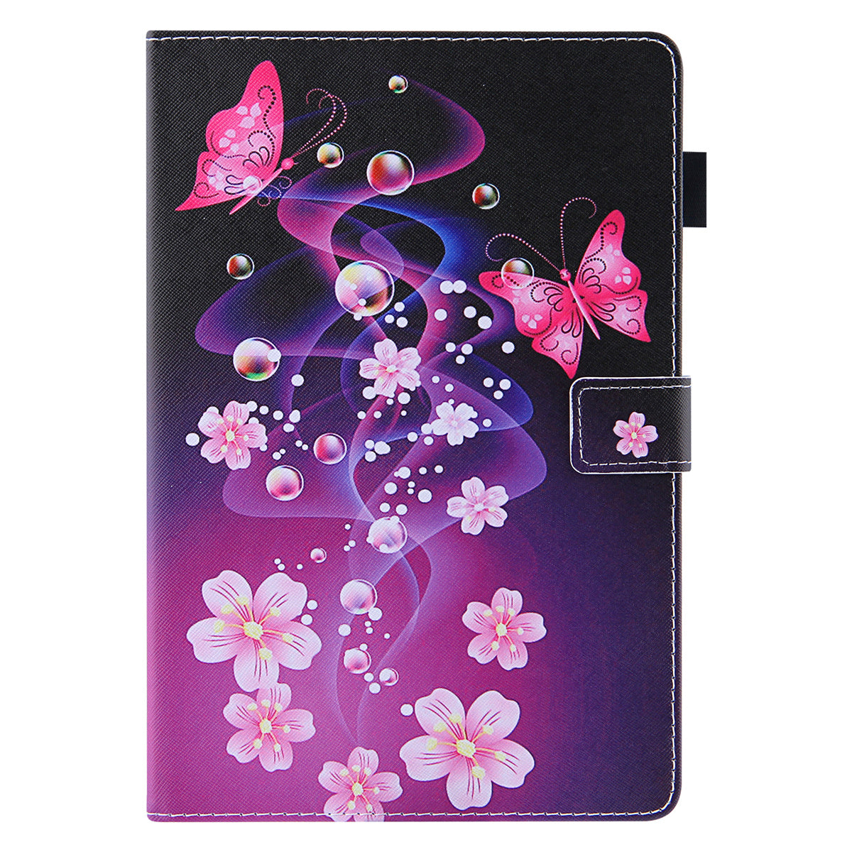 Uniqkart for Amazon Fire Max 11 Pattern Printing PU Leather Tablet Case Cross Texture Card Holder Stand Cover - Pink Butterflies