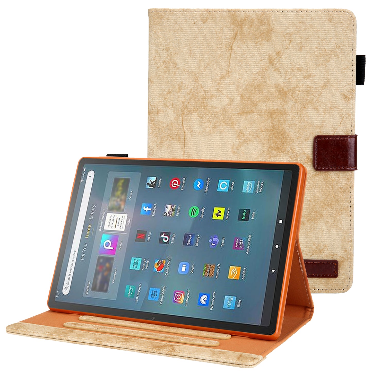 Cloth Texture Business Style Tablet Case for Amazon Fire Max 11 PU Leather Cover with Card Holder, Foldable Stand - Yellow