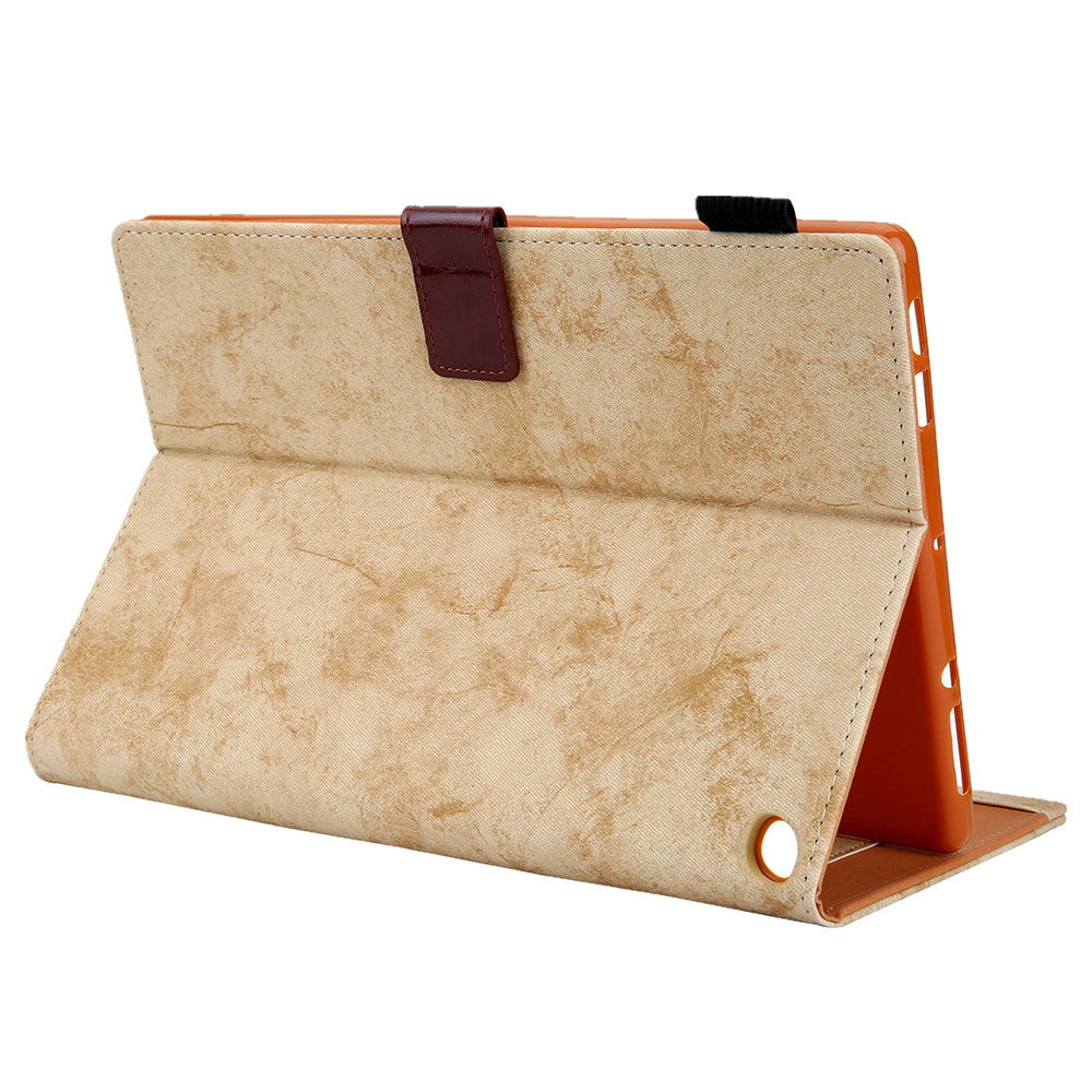 Cloth Texture Business Style Tablet Case for Amazon Fire Max 11 PU Leather Cover with Card Holder, Foldable Stand - Yellow