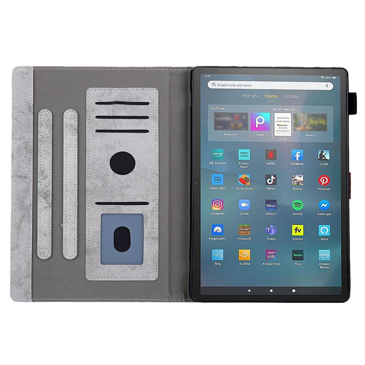 Cloth Texture Business Style Tablet Case for Amazon Fire Max 11 PU Leather Cover with Card Holder, Foldable Stand - Grey