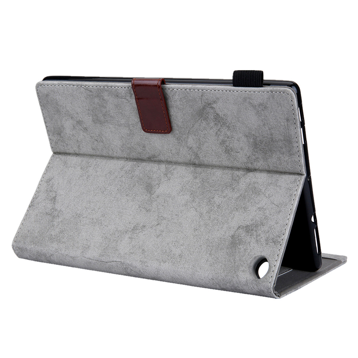 Cloth Texture Business Style Tablet Case for Amazon Fire Max 11 PU Leather Cover with Card Holder, Foldable Stand - Grey