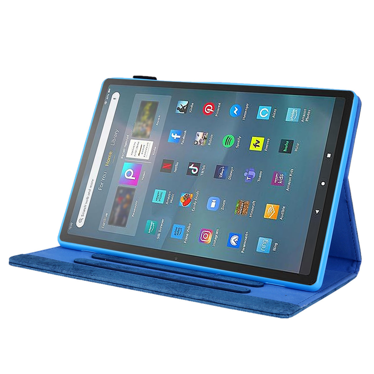 Cloth Texture Business Style Tablet Case for Amazon Fire Max 11 PU Leather Cover with Card Holder, Foldable Stand - Blue