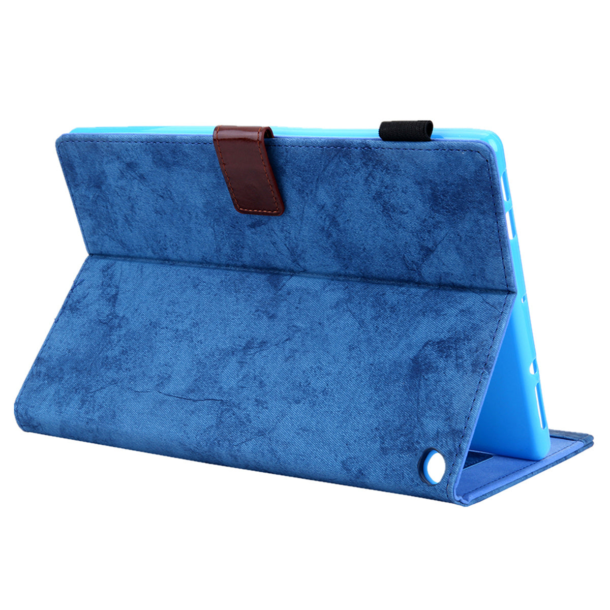 Cloth Texture Business Style Tablet Case for Amazon Fire Max 11 PU Leather Cover with Card Holder, Foldable Stand - Blue