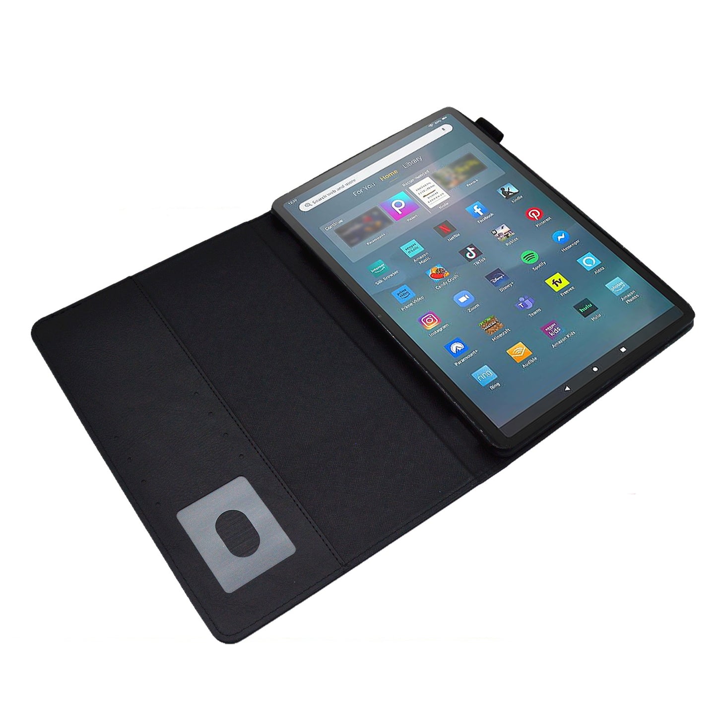 Tablet Case for Amazon Fire Max 11 , Card Holder Cowhide Texture PU Leather Stand Cover - Black