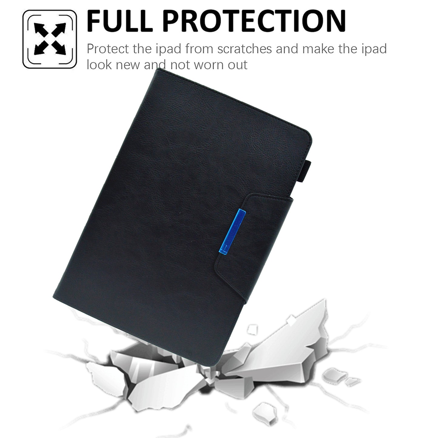 Tablet Case for Amazon Fire Max 11 , Card Holder Cowhide Texture PU Leather Stand Cover - Black