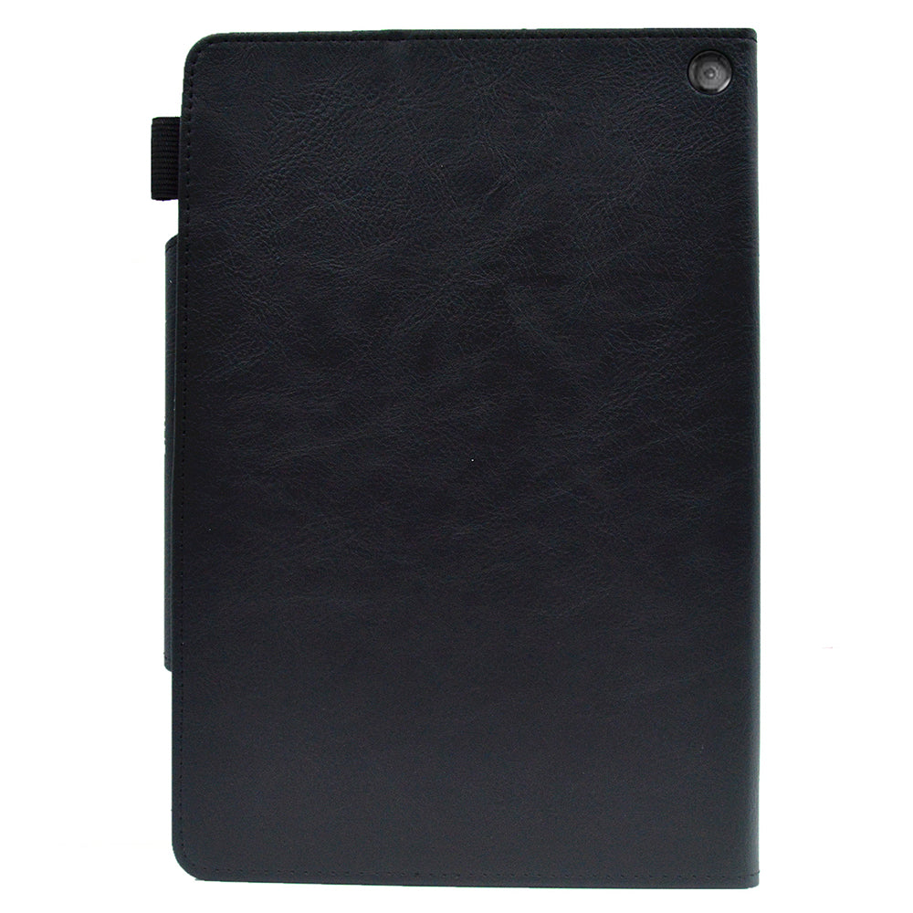 Tablet Case for Amazon Fire Max 11 , Card Holder Cowhide Texture PU Leather Stand Cover - Black