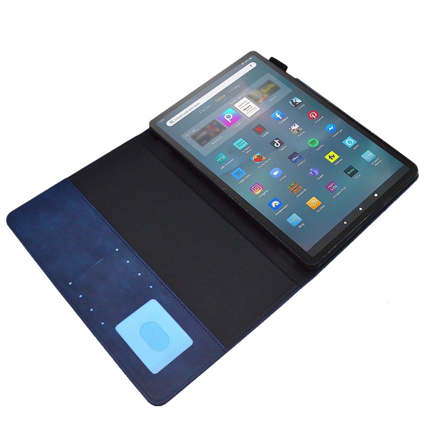 Tablet Case for Amazon Fire Max 11 , Card Holder Cowhide Texture PU Leather Stand Cover - Blue
