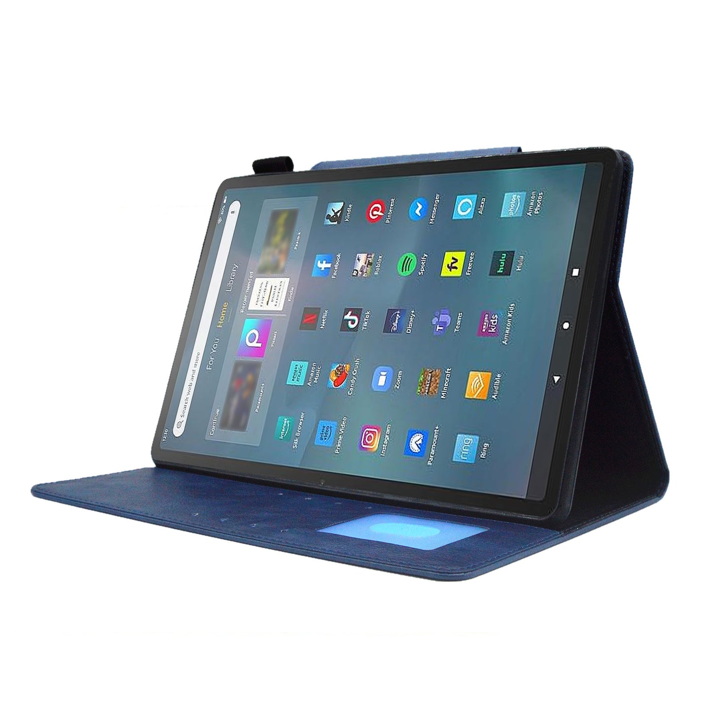 Tablet Case for Amazon Fire Max 11 , Card Holder Cowhide Texture PU Leather Stand Cover - Blue