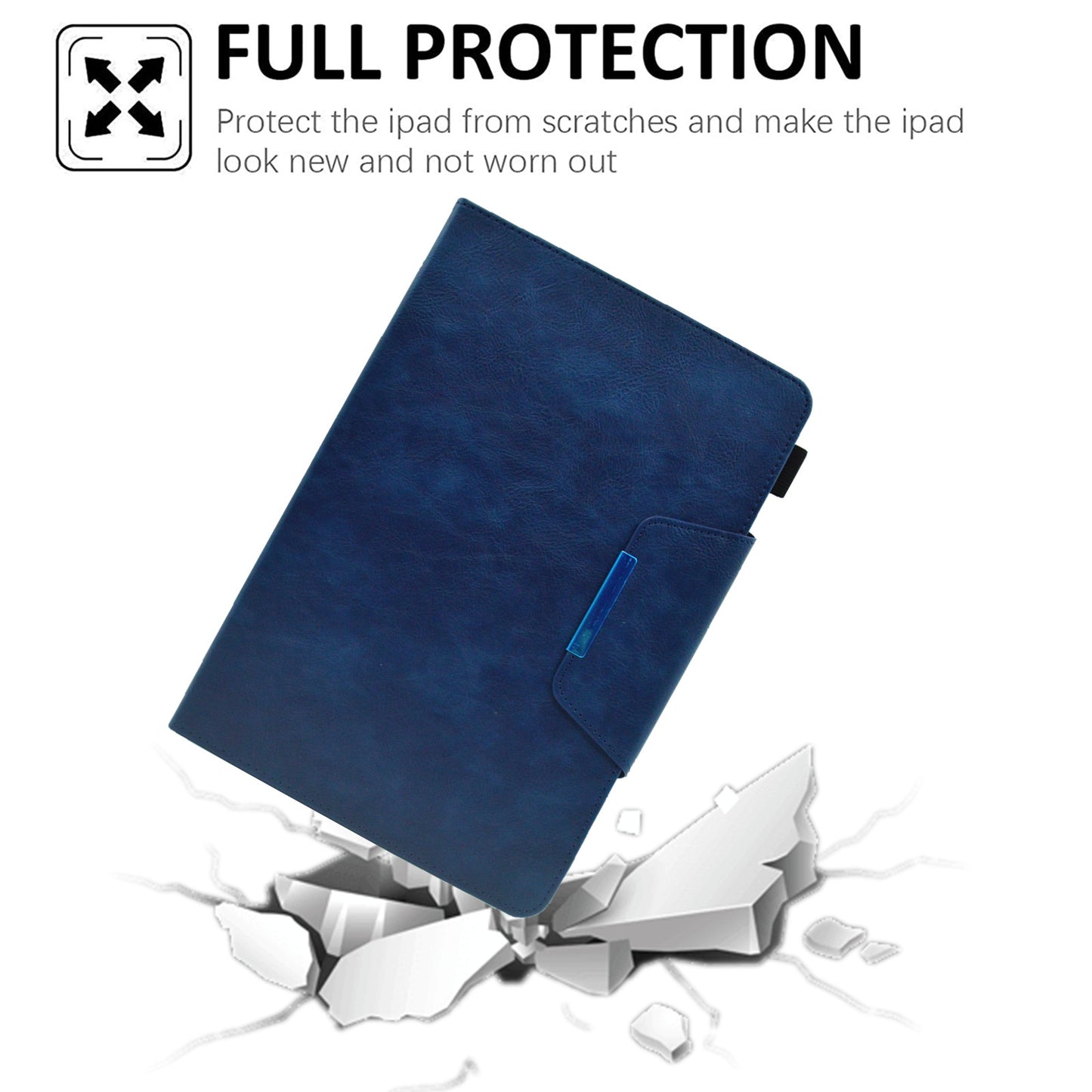 Tablet Case for Amazon Fire Max 11 , Card Holder Cowhide Texture PU Leather Stand Cover - Blue