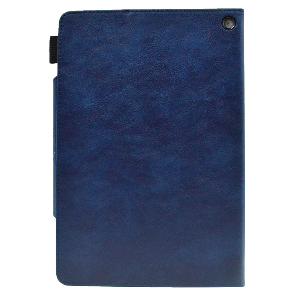 Tablet Case for Amazon Fire Max 11 , Card Holder Cowhide Texture PU Leather Stand Cover - Blue