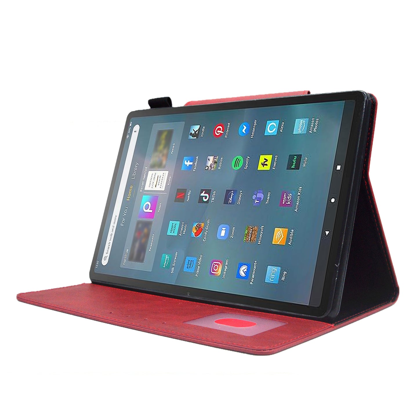 Tablet Case for Amazon Fire Max 11 , Card Holder Cowhide Texture PU Leather Stand Cover - Red