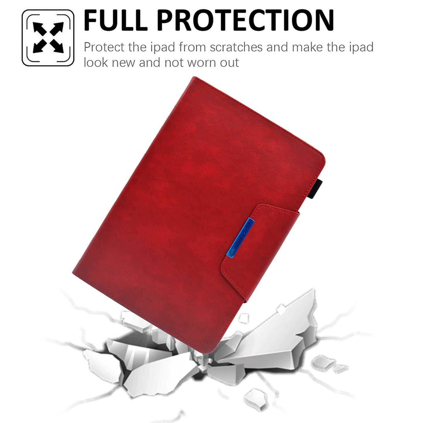 Tablet Case for Amazon Fire Max 11 , Card Holder Cowhide Texture PU Leather Stand Cover - Red